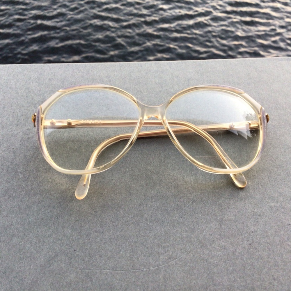 L’Amy Eyeglasses Frame Made in France Vintage Oversized Lavender Glitter Gold